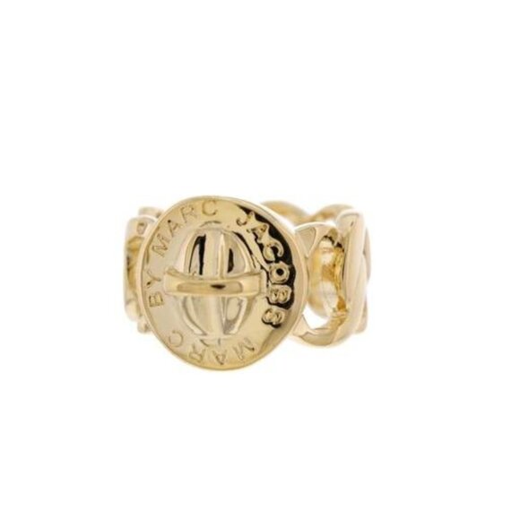 Marc by Marc Jacobs Gold Katie Logo Turn Lock Detail Ring Size 6 NWT - Picture 2 of 5